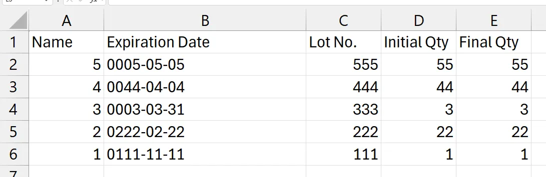 Exported excel report